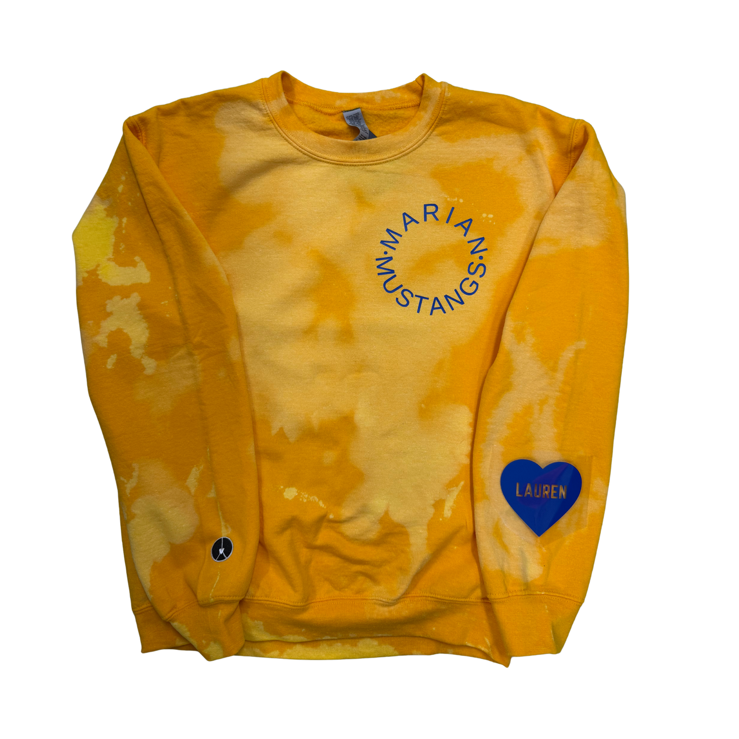 Marian Mustangs Circle tie-dye Gold Crewneck