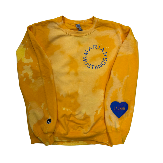 Marian Mustangs Circle tie-dye Gold Crewneck