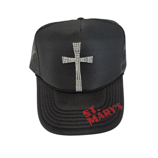Rhinestone cross Trucker Hat