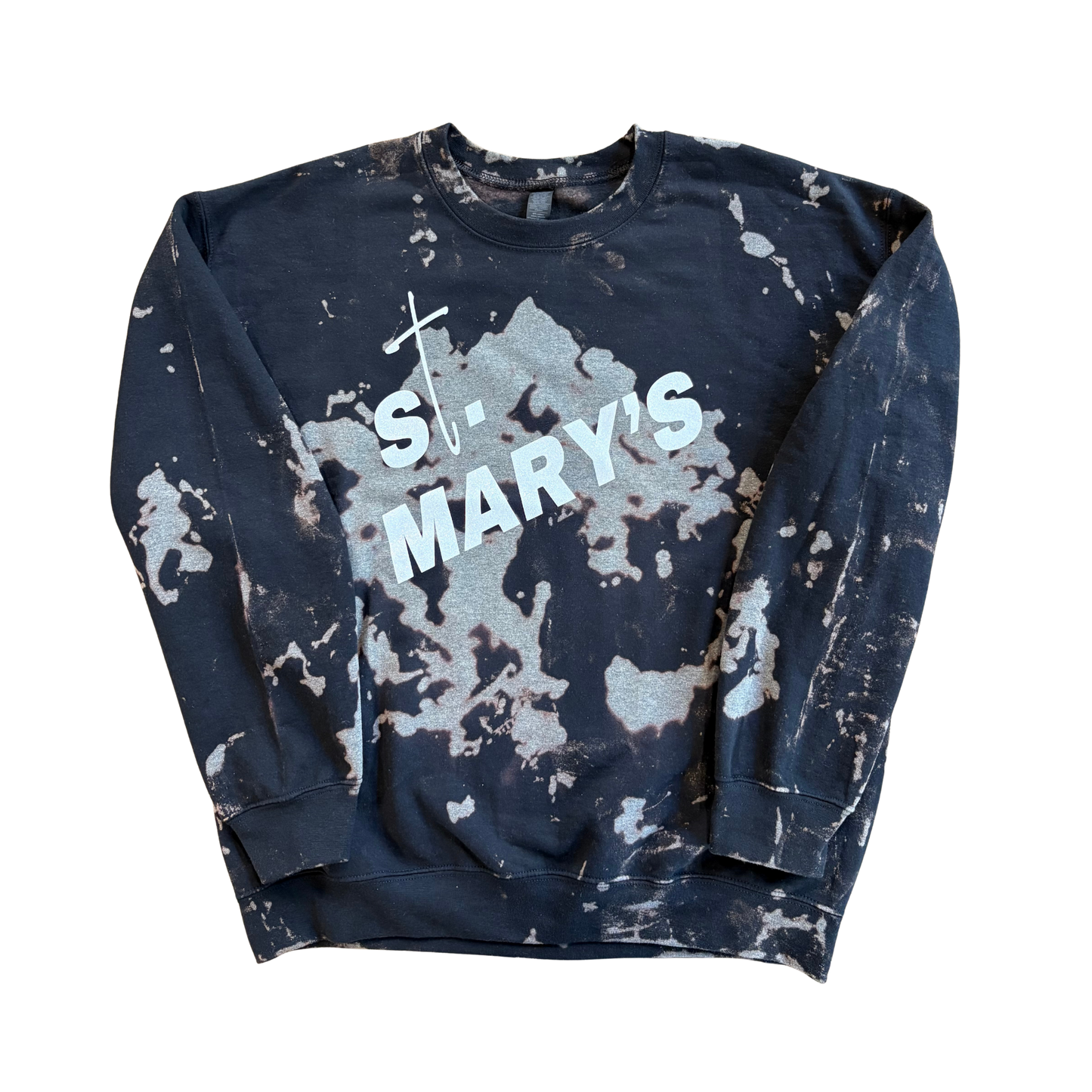 Black and gray tie-dye St. Mary's crewneck