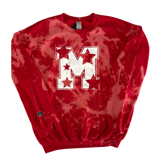 Red M star tie-dye crewneck