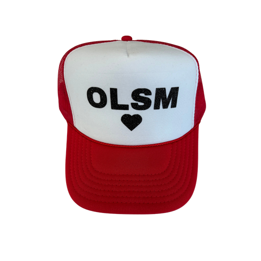 Red and white OLSM Trucker Hat