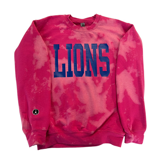 Lions hot pink tie-dye crewneck