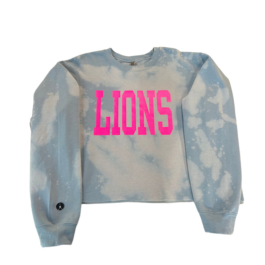 Lions sky blue tie-dye crop crewneck