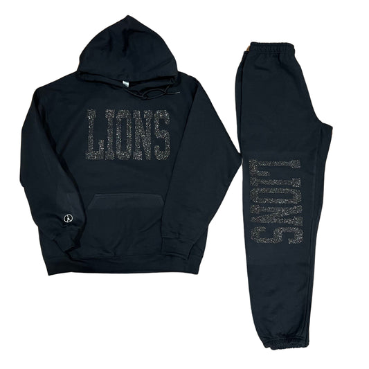 Lions Black on Black sweatsuit set
