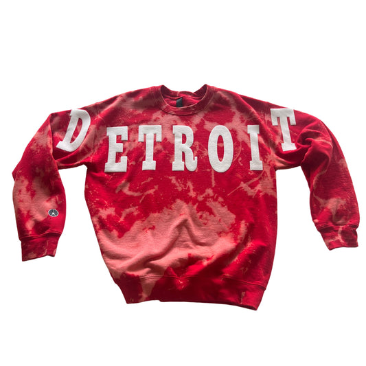 Detroit tie-dye red crewneck