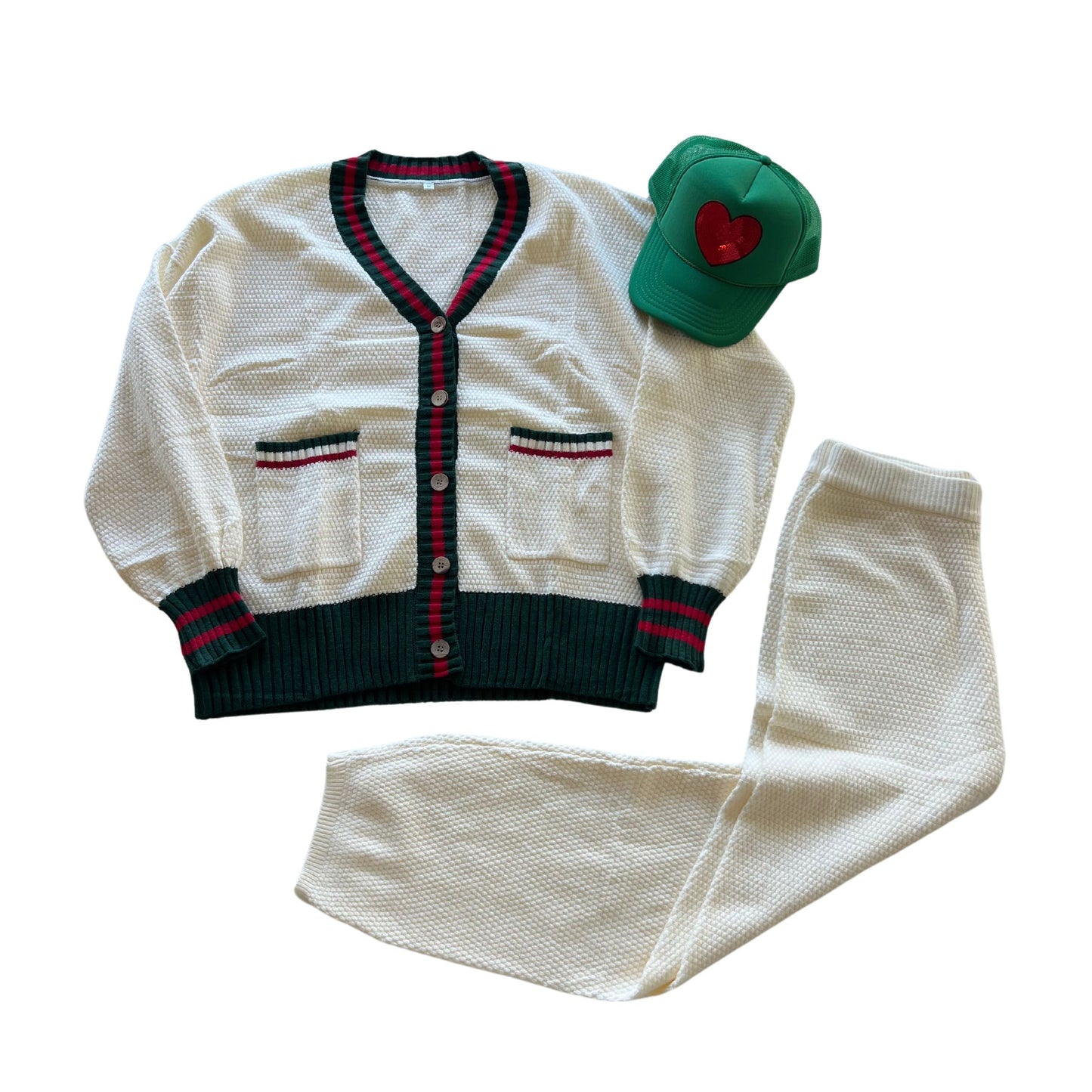 Red and green sweater set