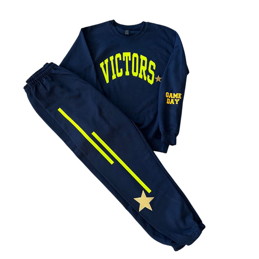 Navy Victor's game day sweatsuit