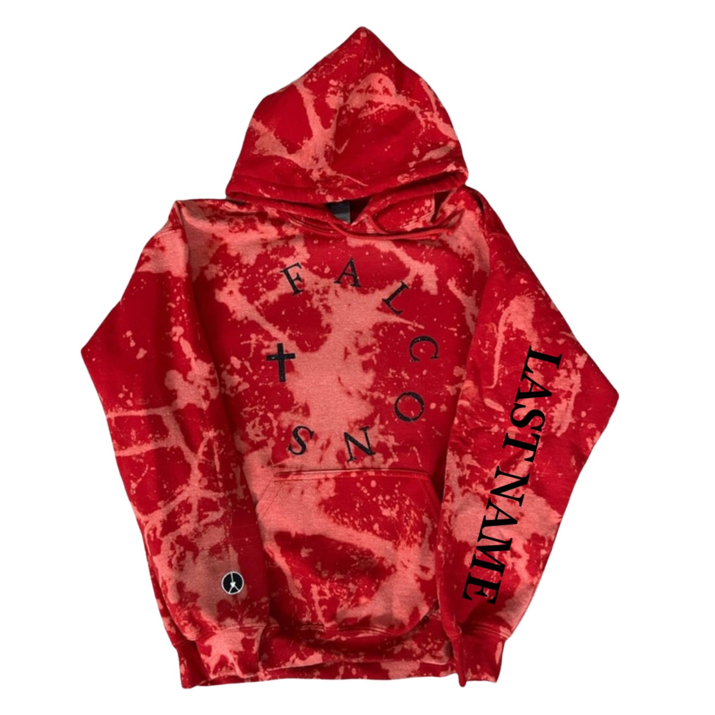 Red tie dye hoodie circle falcons