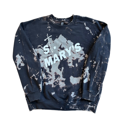 Black and gray tie-dye St. Mary's crewneck