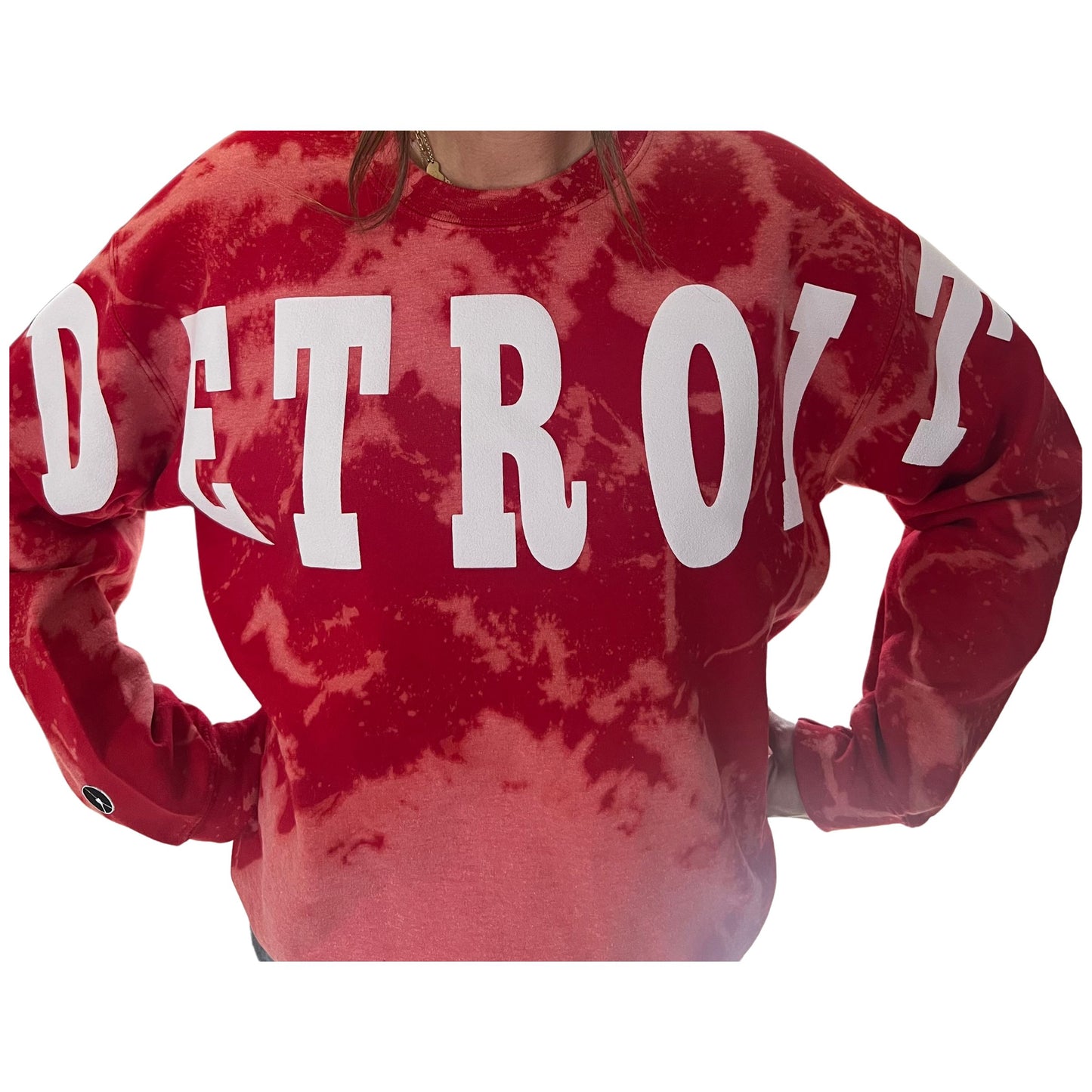 Detroit tie-dye red crewneck