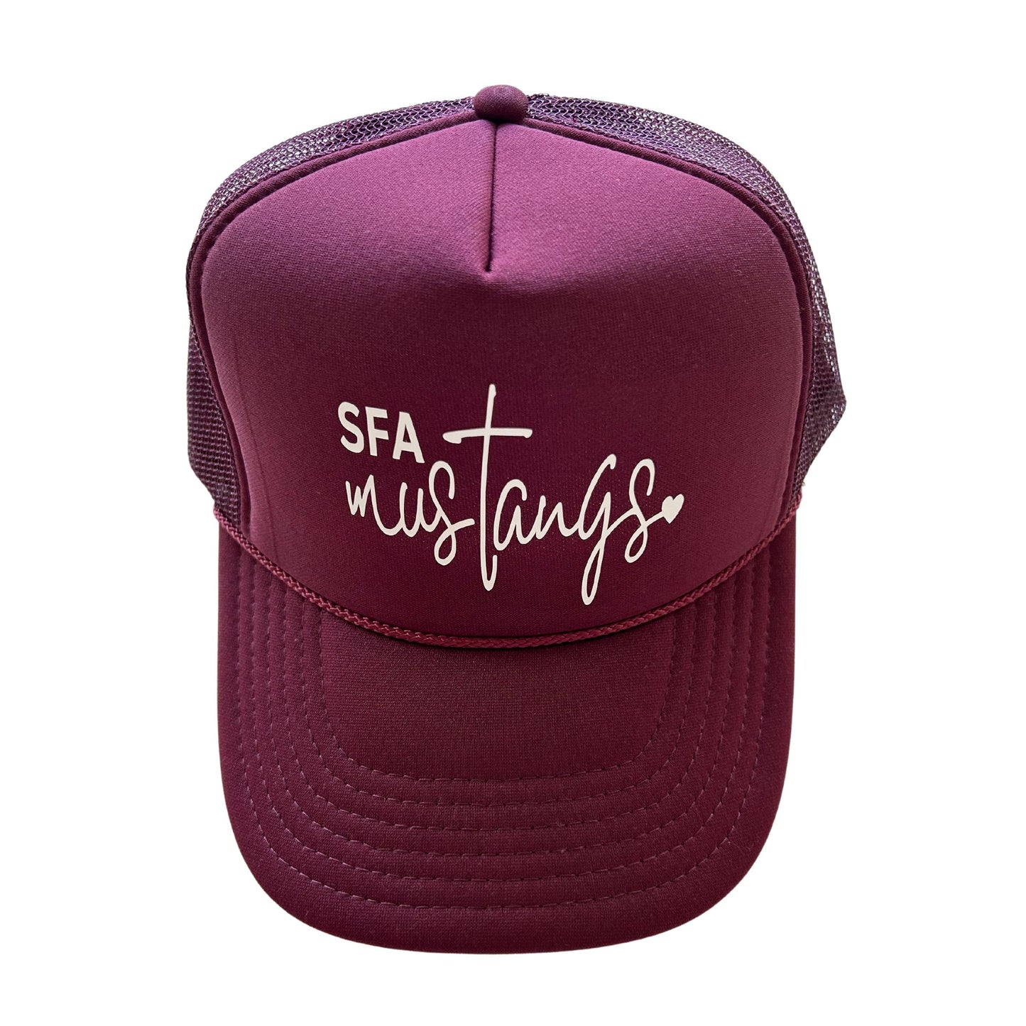 Maroon mustangs trucker hat