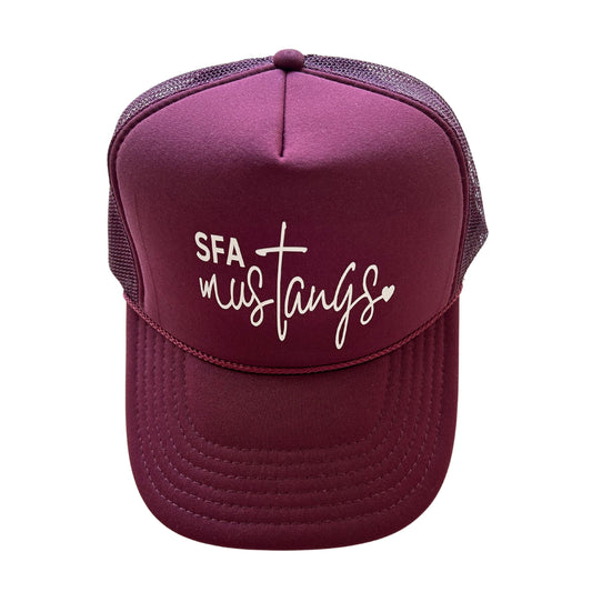 Maroon mustangs trucker hat