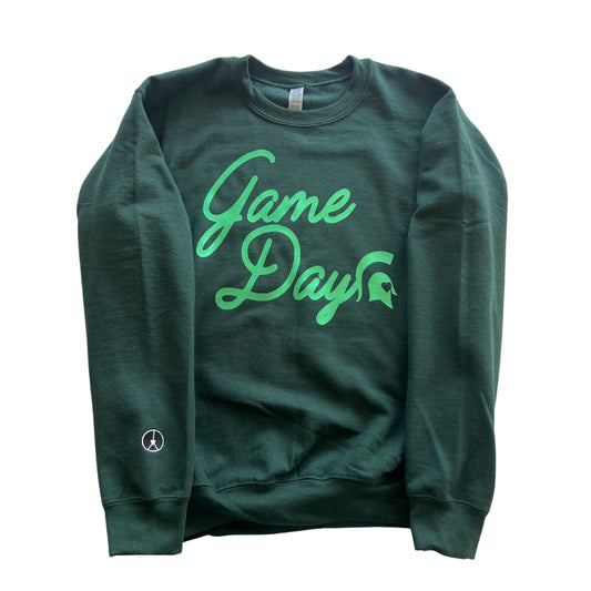 Dark green crewneck game day sweatshirt