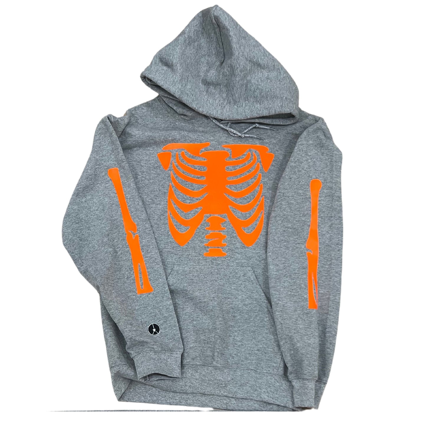 Neon Orange Rib Cage Grey Hoodie