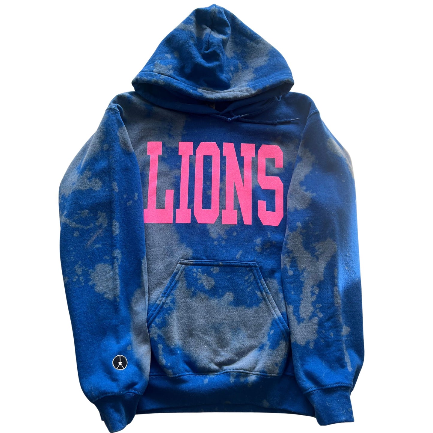 Blue Tie Dye Hoodie with Lions