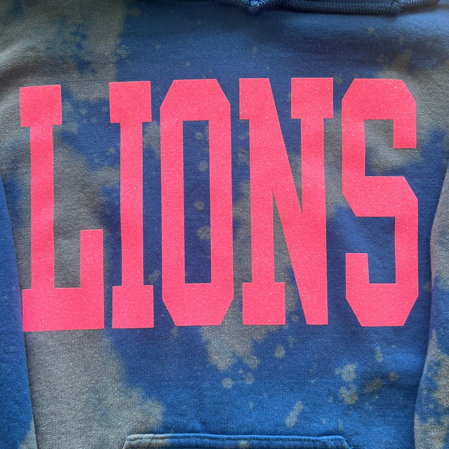 Blue Tie Dye Hoodie with Lions