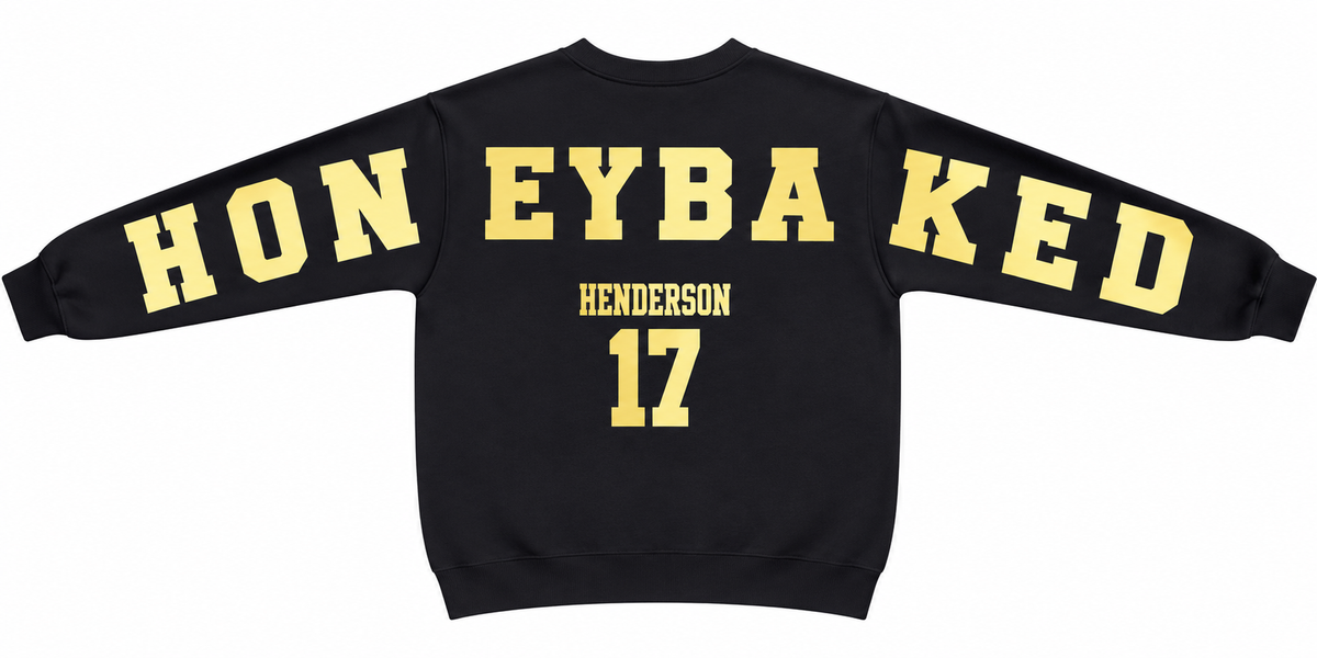 Honey Baked varsity letter crewneck