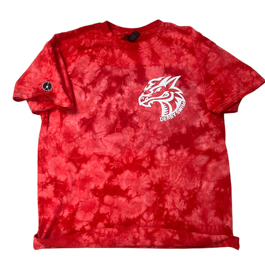 Derby, Dragons red tie-dye, crewneck T-shirt