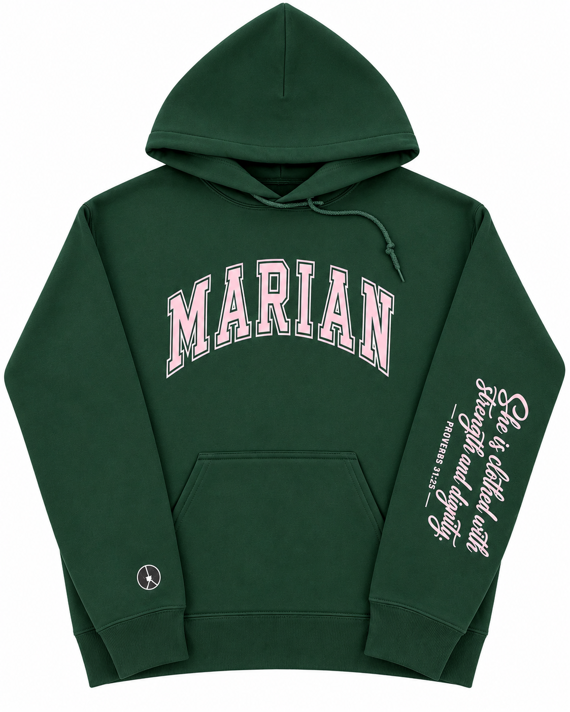 Marian prayer sleeve Dark Green Hoodie