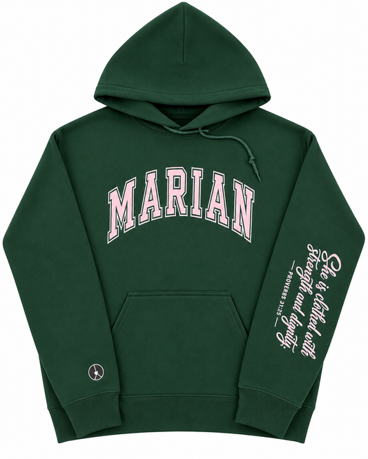 Marian prayer sleeve Dark Green Hoodie