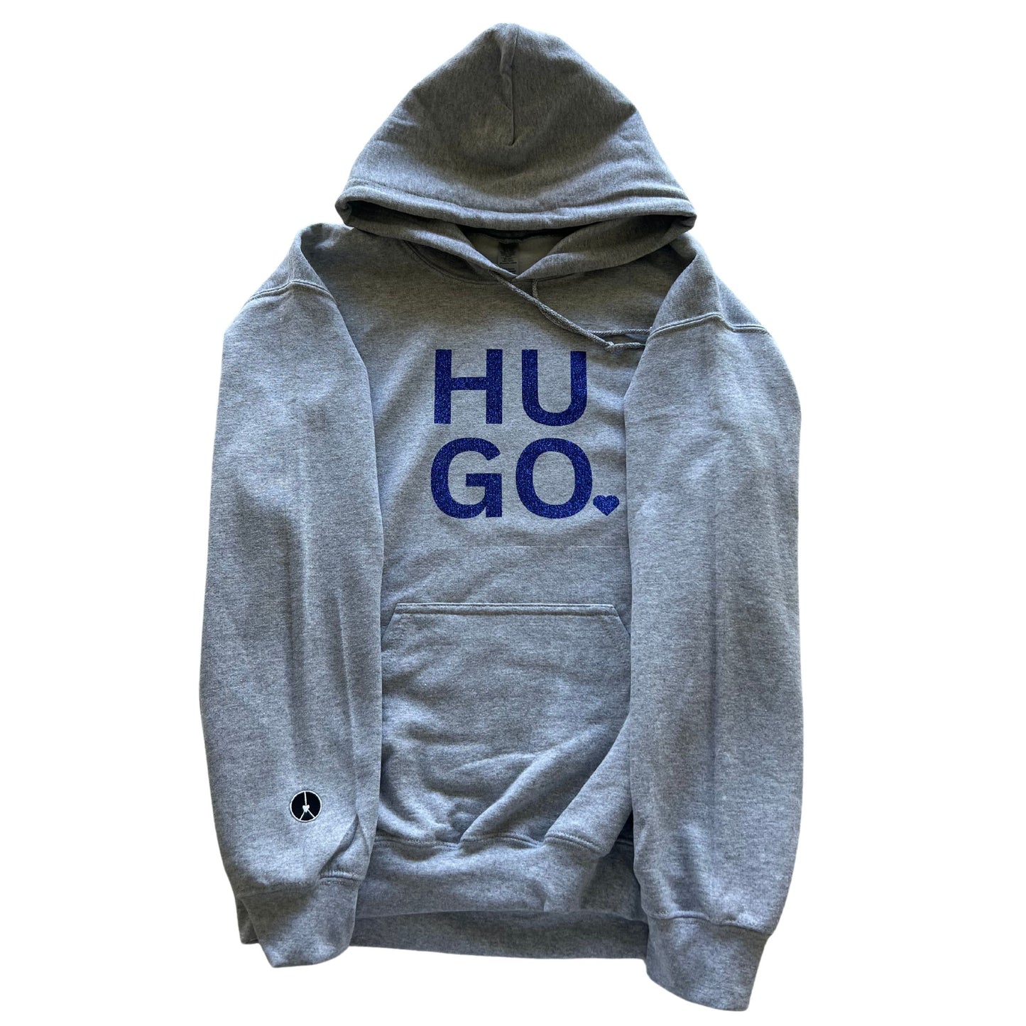 Grey hoodie with glitter blue HUGO