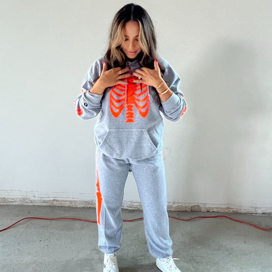 Orange Skeleton Sweatsuit