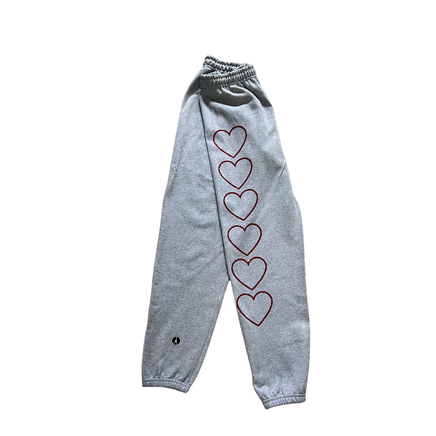 Red glitter heart old-school jogger sweatpants