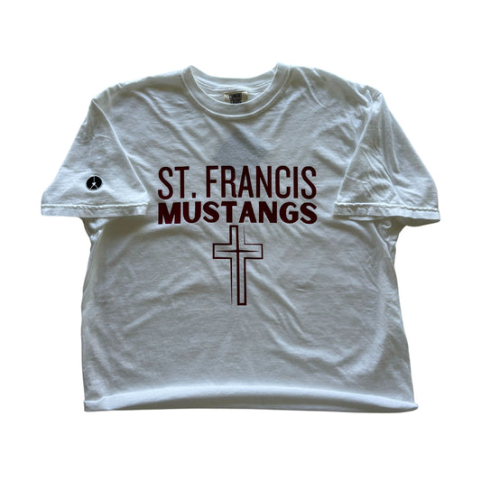 St. Francis mustangs crewneck white t shirt