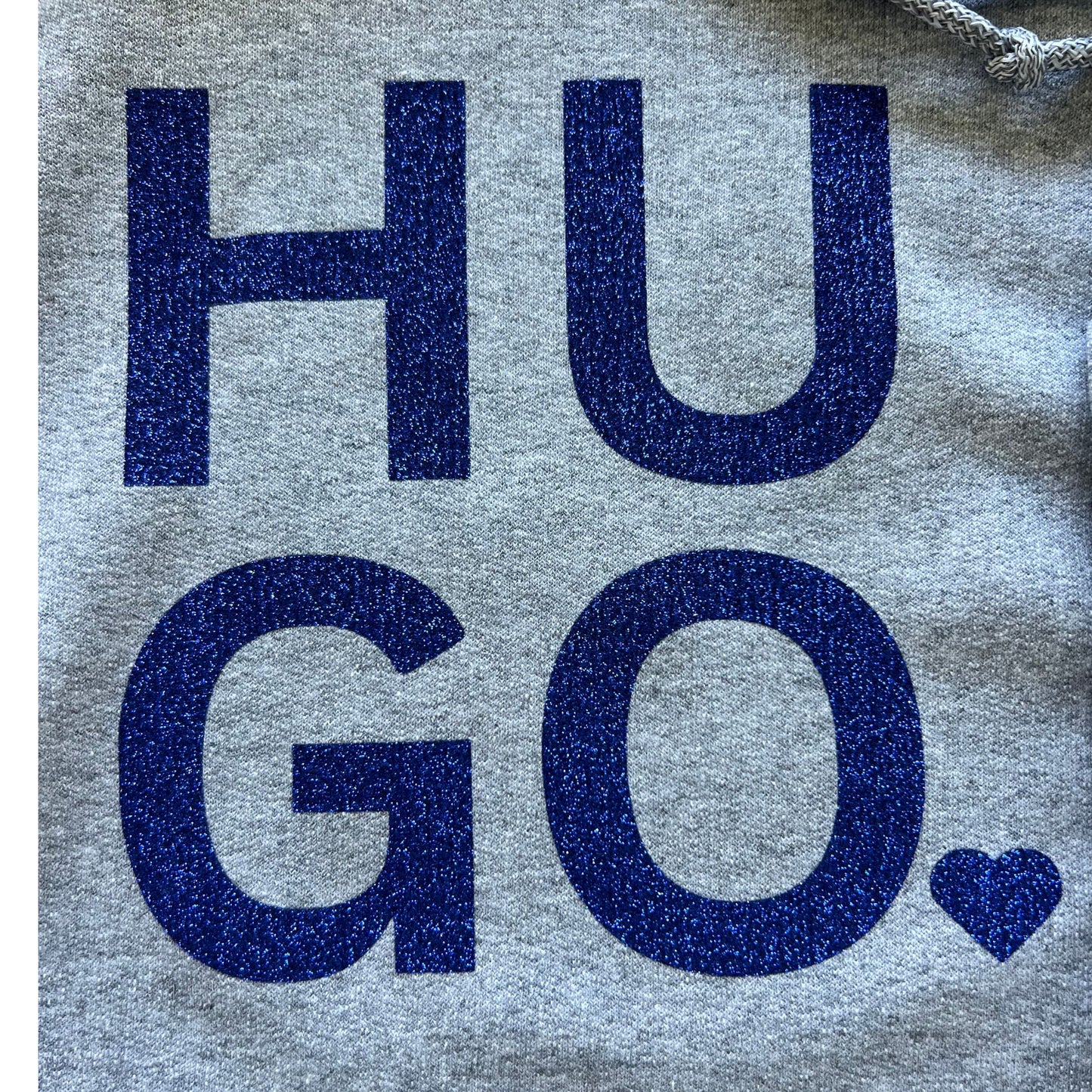 Grey hoodie with glitter blue HUGO