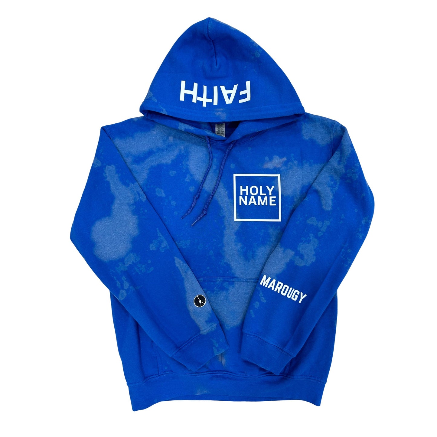 Blue tie die hoodie holy name