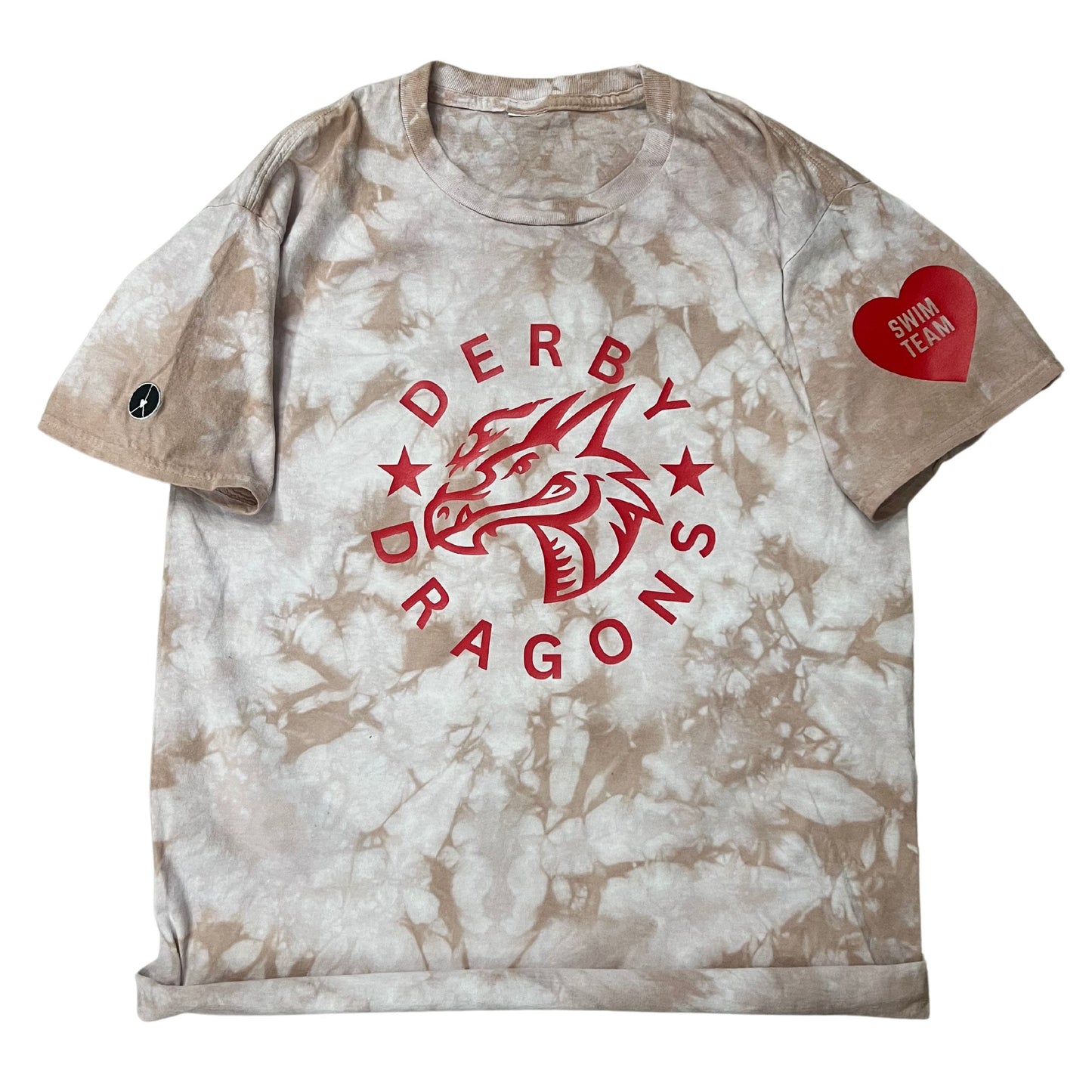 Derby Dragons, nude tie-dye crewneck T-shirt