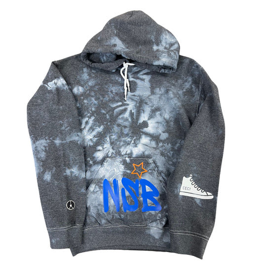 NSB Junior Team gray and black tie-dye hoodie