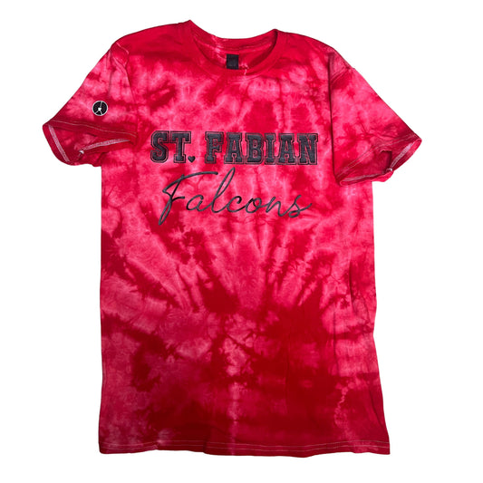 Red tie dye falcons tee