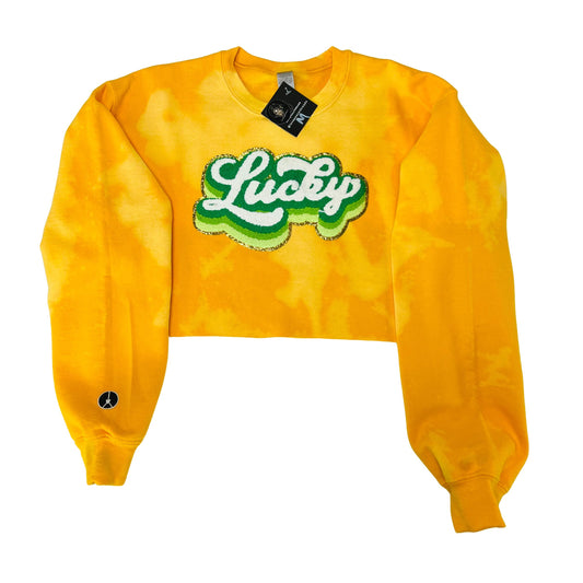 Gold Crop tie-dye Lucky Crewneck