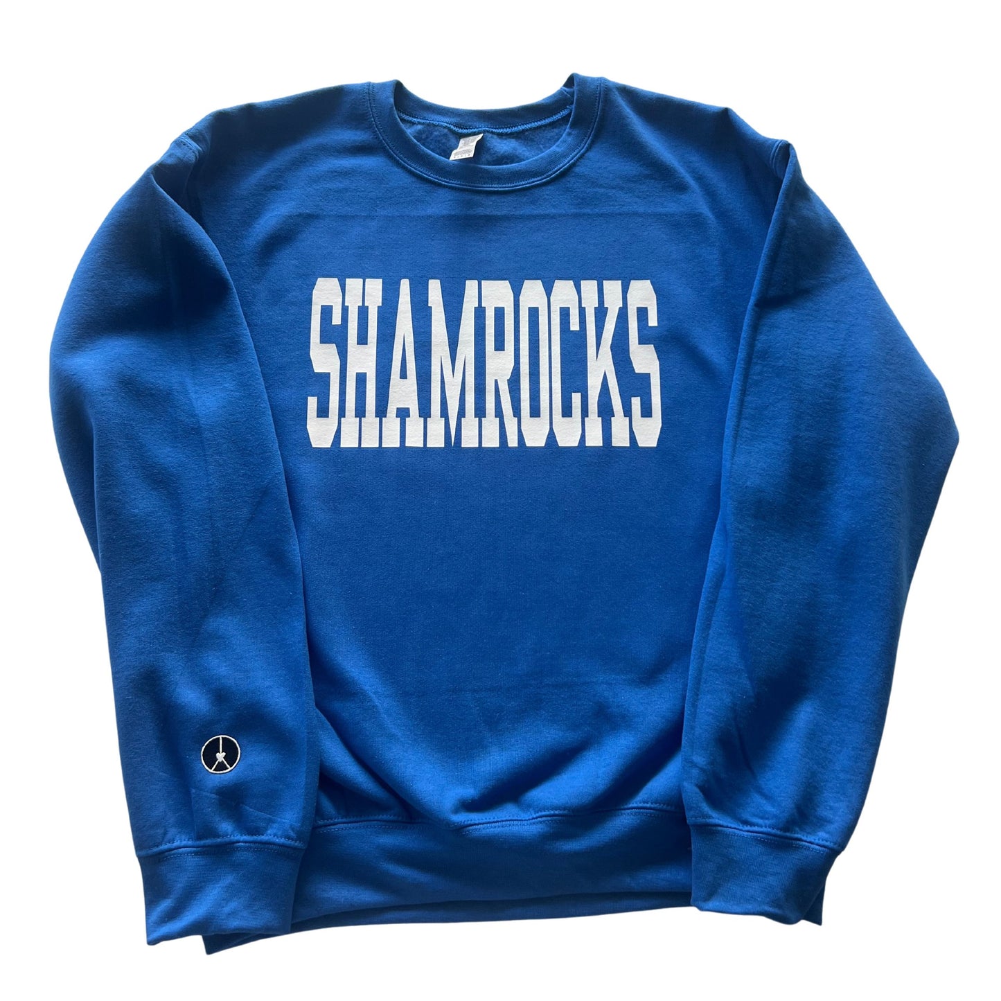 Blue crewneck with shamrocks