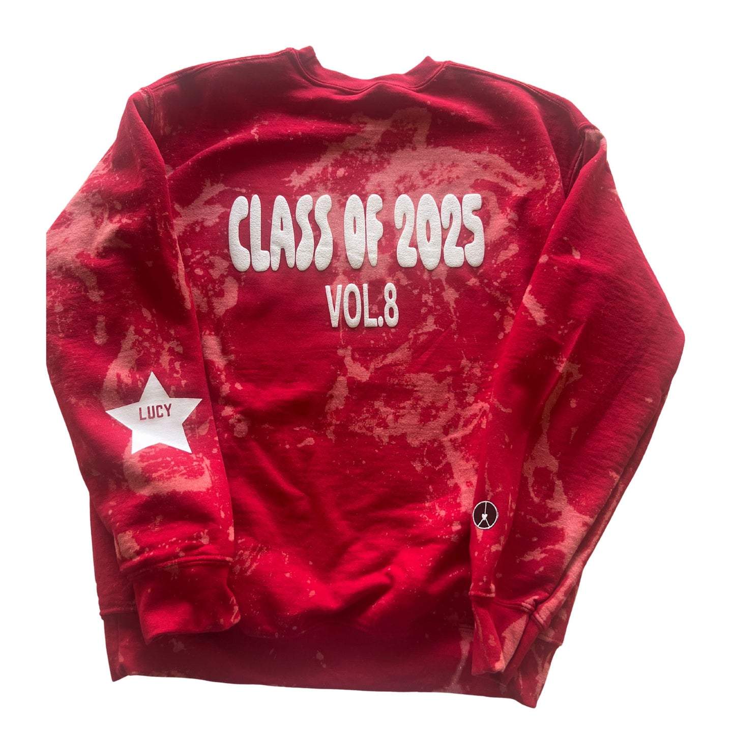 Red tie-dye crewneck Derby swim, class of 2025, volume eight