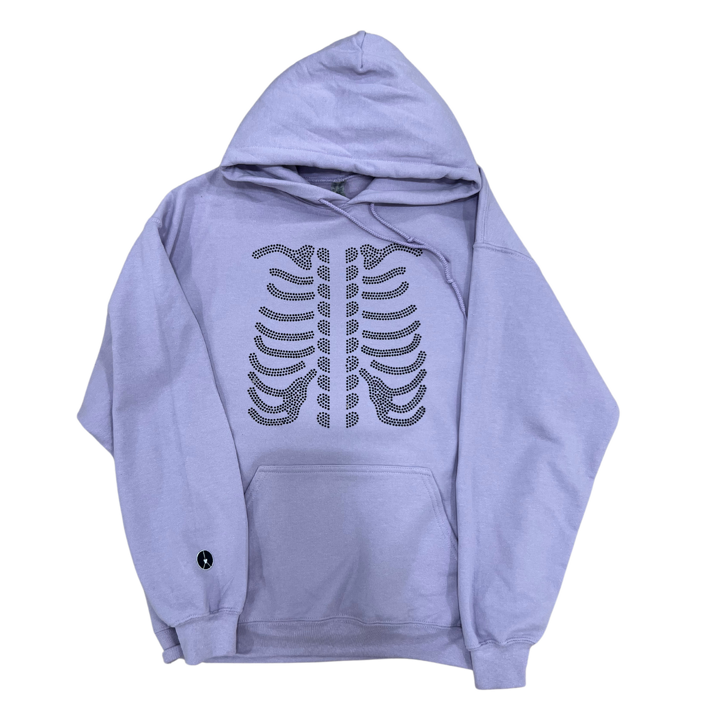 Lilac Hoodie With Rhinestone Ribcage Sweatshirt