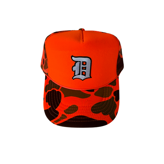 Camo old English D Trucker Hat