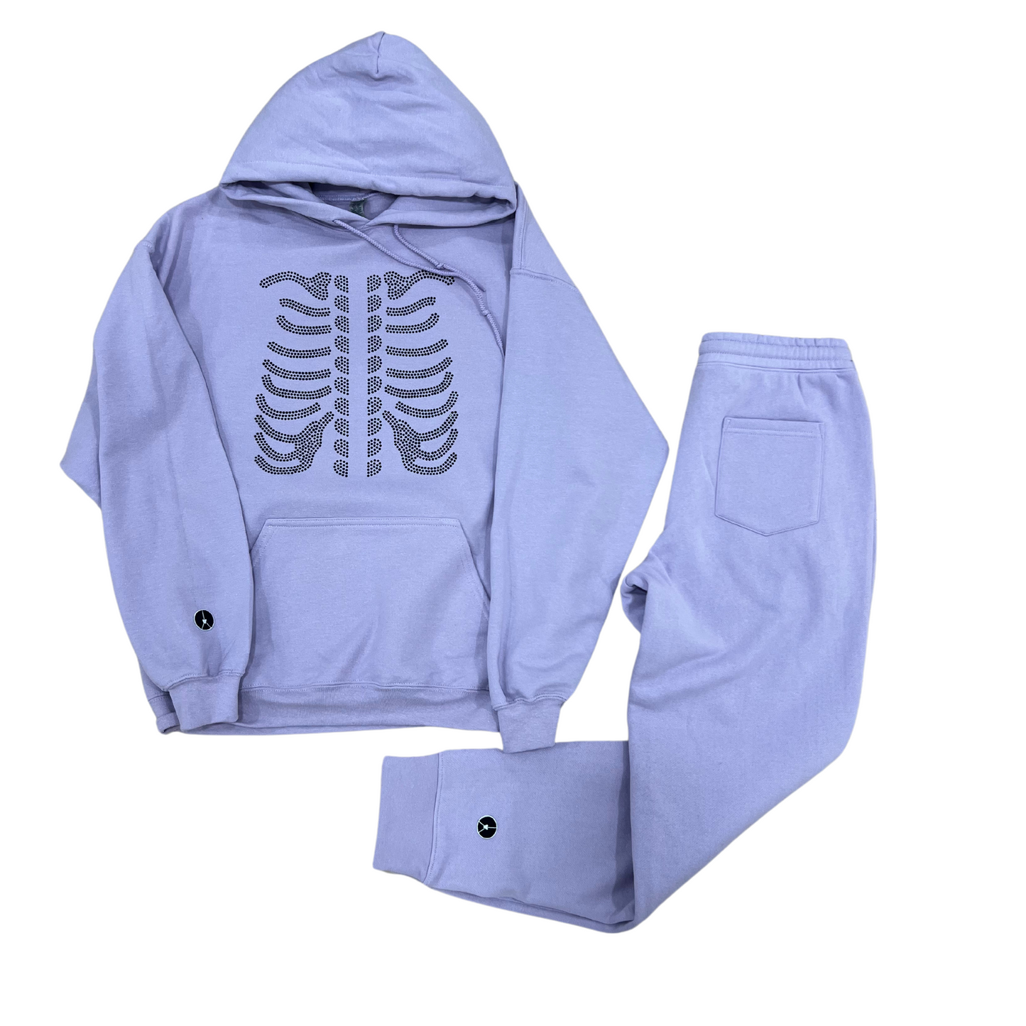 Lilac Hoodie With Rhinestone Ribcage Set