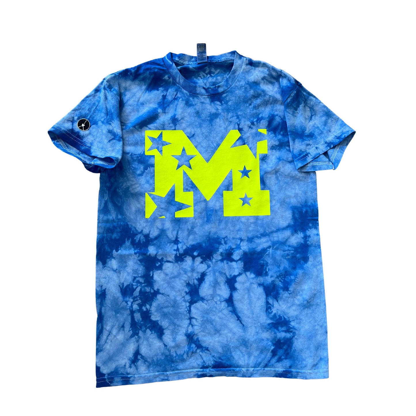 Blue tie-dye crewneck with star M