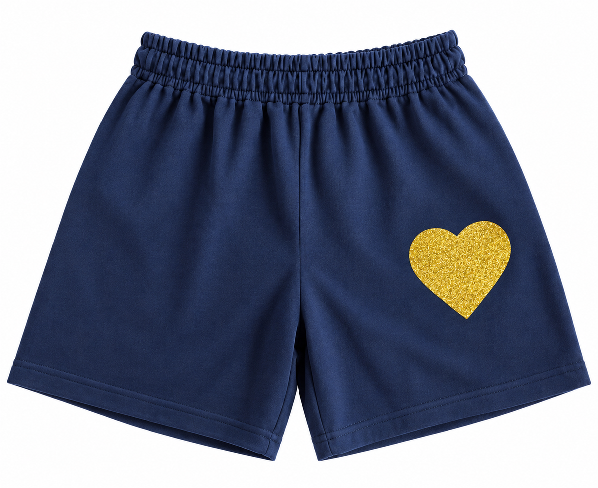 Navy heart cut off shorts