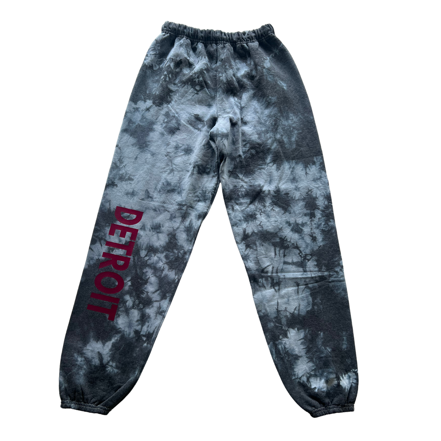 Gray and black tie-dye Detroit old-school jogger sweatpants