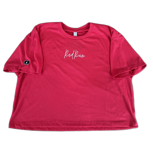 Red Run crewneck crop T-shirt