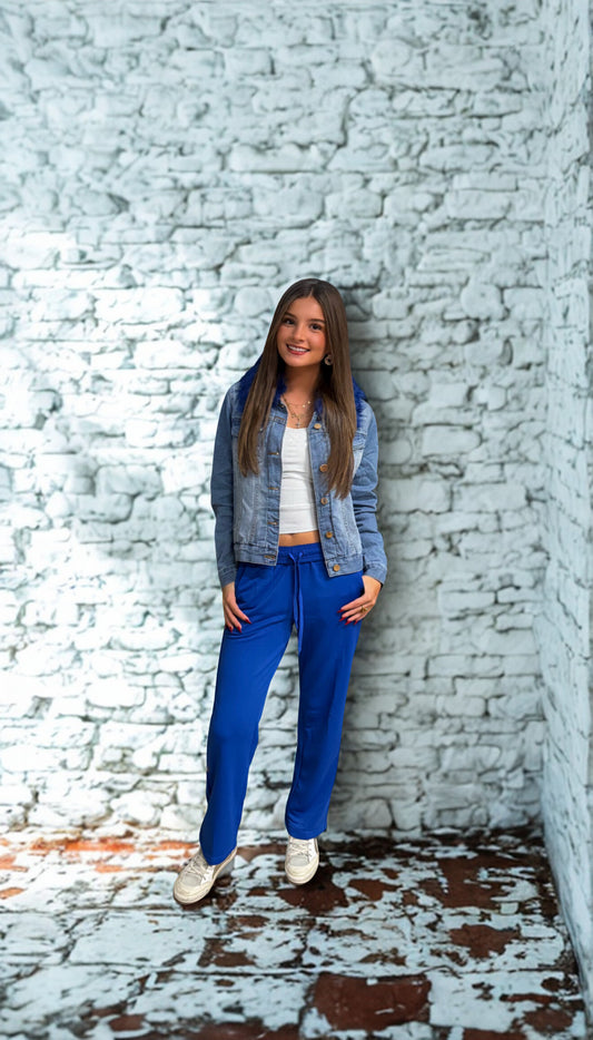 Royal Blue wide leg Bow Pants