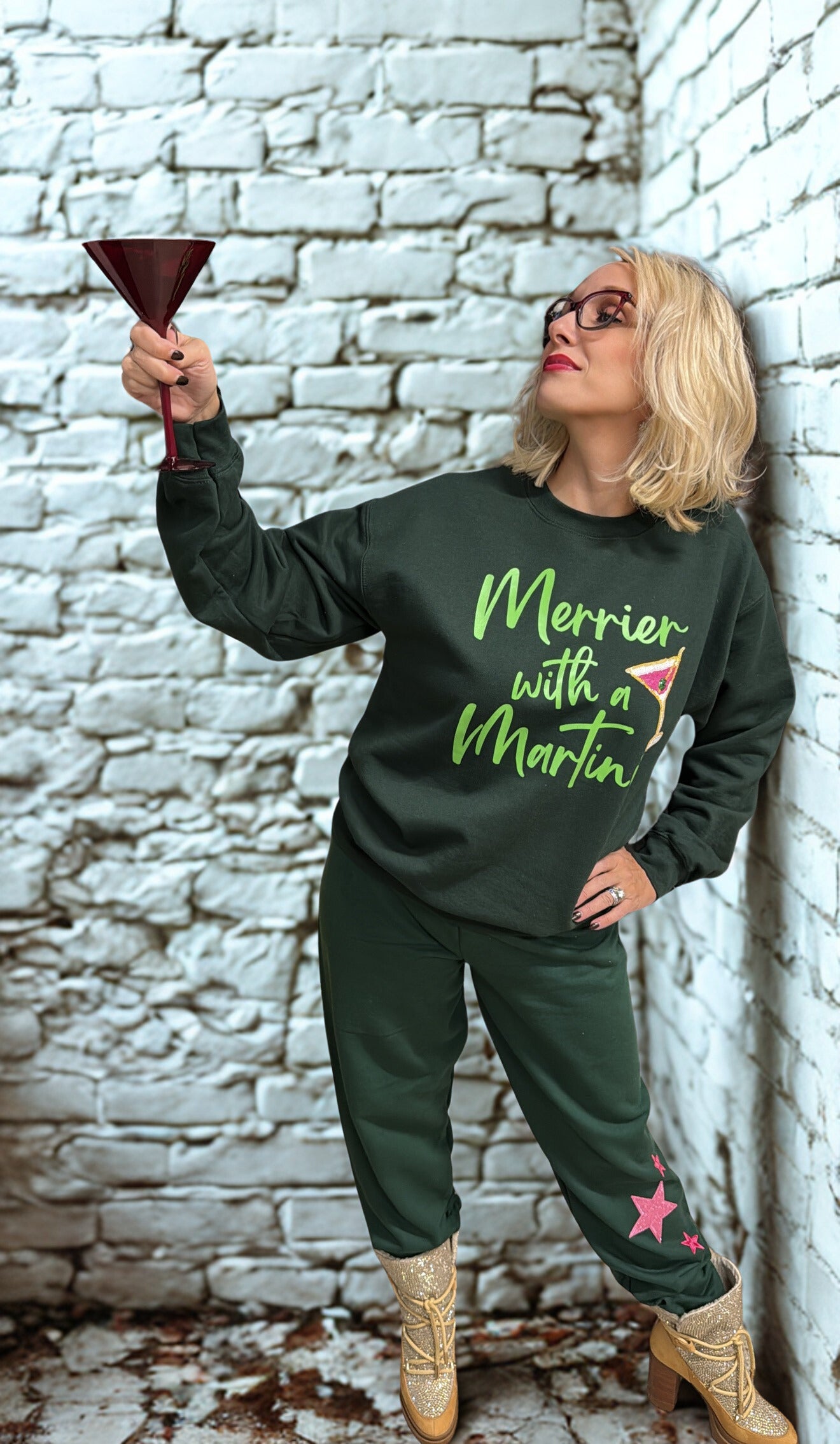 Merrier with a martini Crewneck