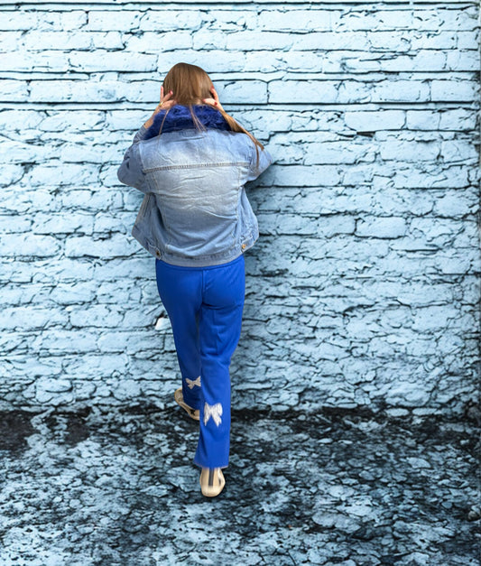 Denim Jacket with Removable faux fur collar