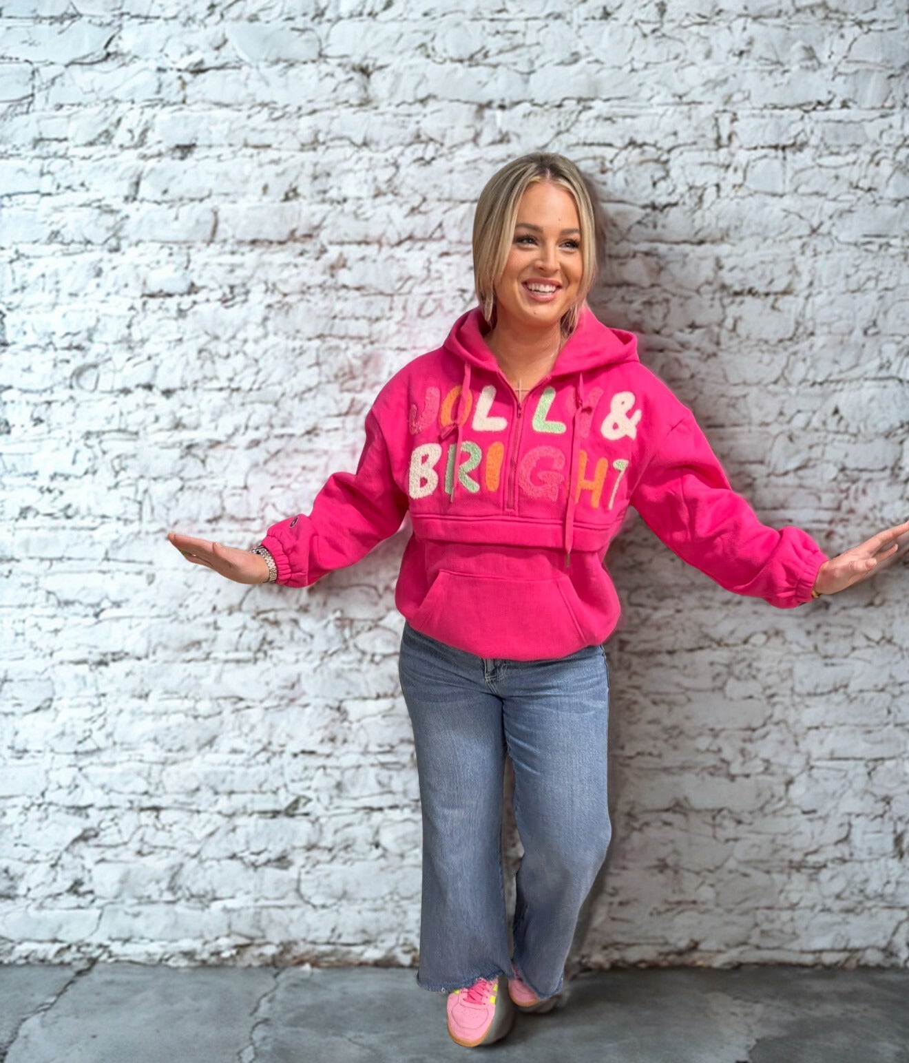 Jolly and bright quarter zip Hoodie